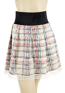 Check navy white mix skirt