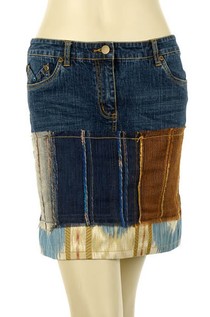 Denim / Silk / Patchwork Skirt