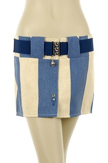 Skirt mini- linen/cotton blue cream
